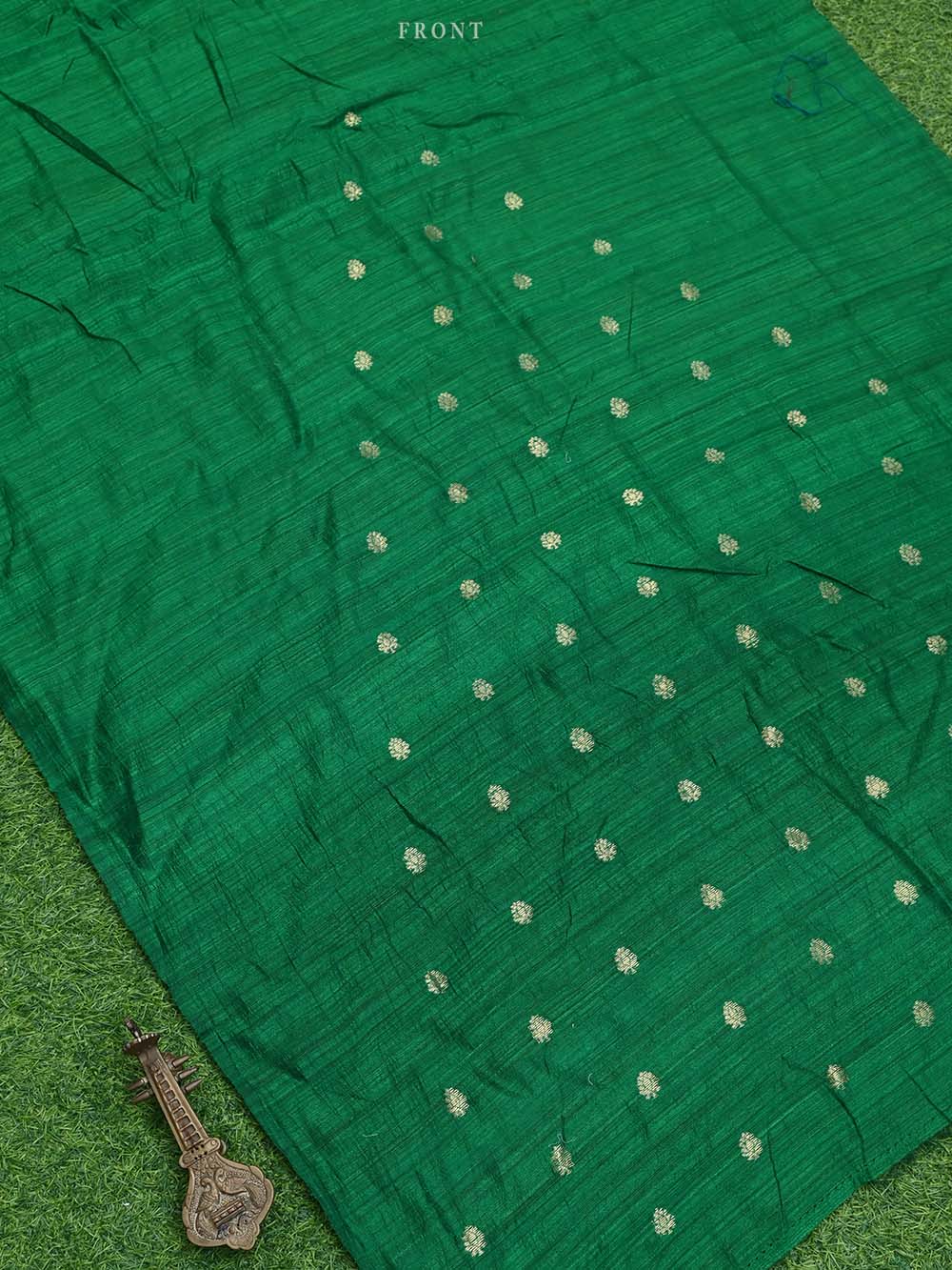 Bottle Green Dupion Silk Handloom Banarasi Suit - Sacred Weaves