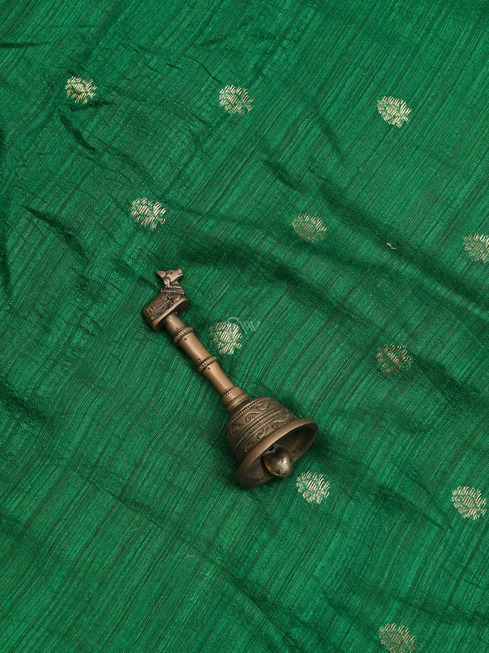 Bottle Green Dupion Silk Handloom Banarasi Suit - Sacred Weaves