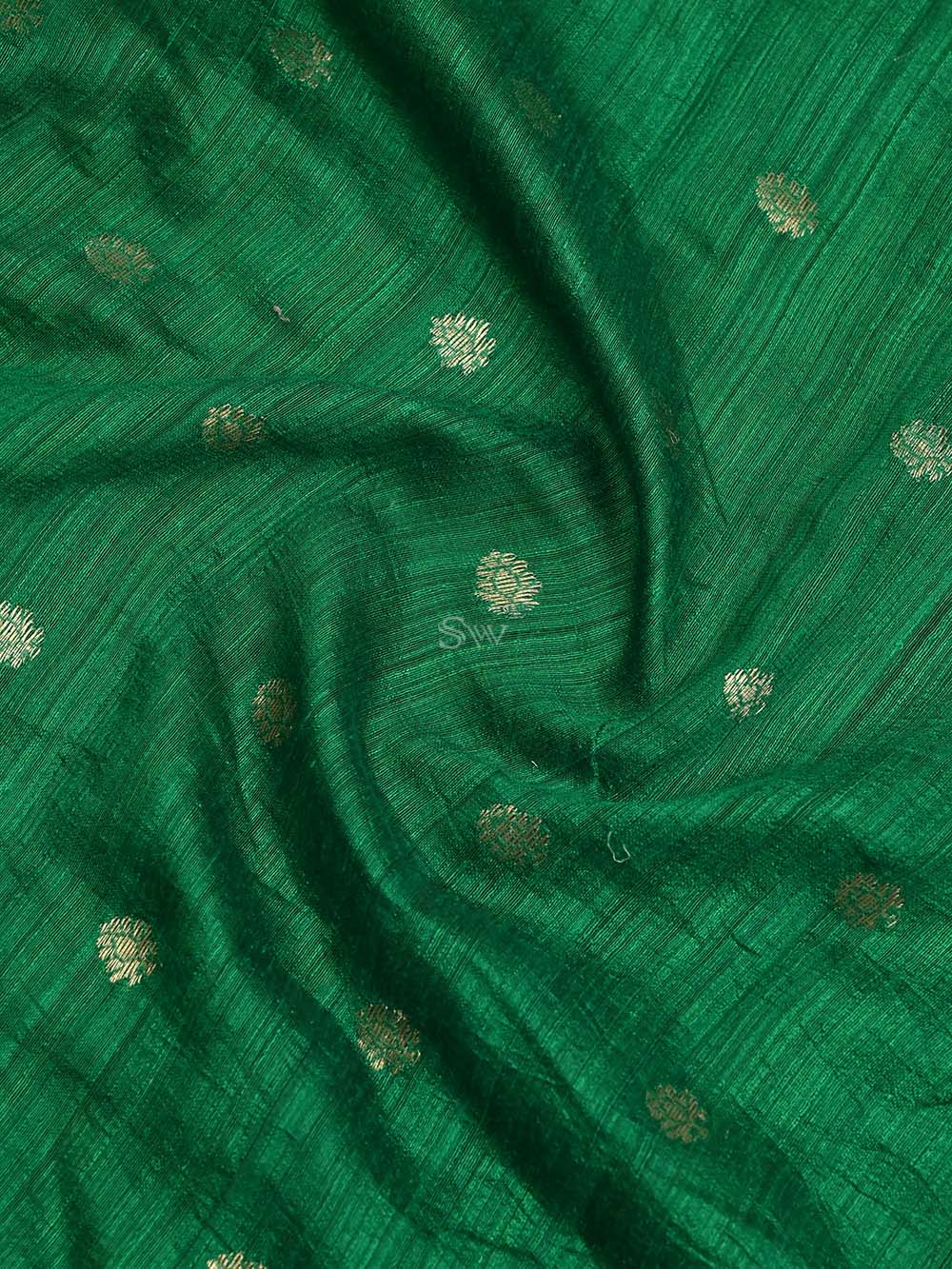 Bottle Green Dupion Silk Handloom Banarasi Suit - Sacred Weaves