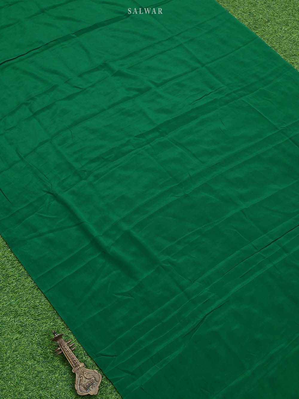 Bottle Green Dupion Silk Handloom Banarasi Suit - Sacred Weaves