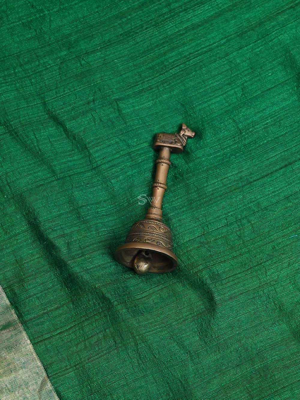 Bottle Green Dupion Silk Handloom Banarasi Suit - Sacred Weaves