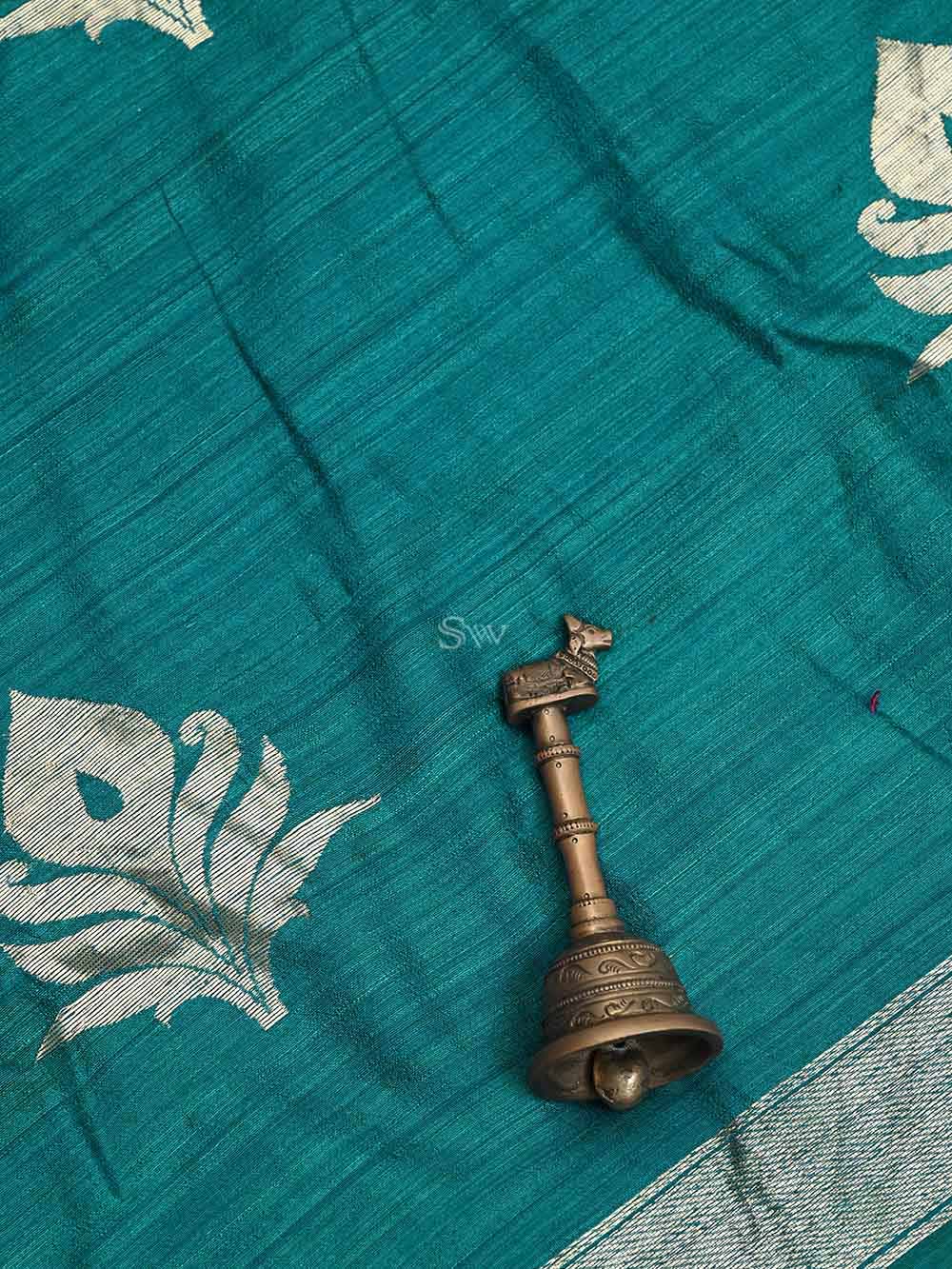 Teal Green Dupion Silk Handloom Banarasi Suit - Sacred Weaves