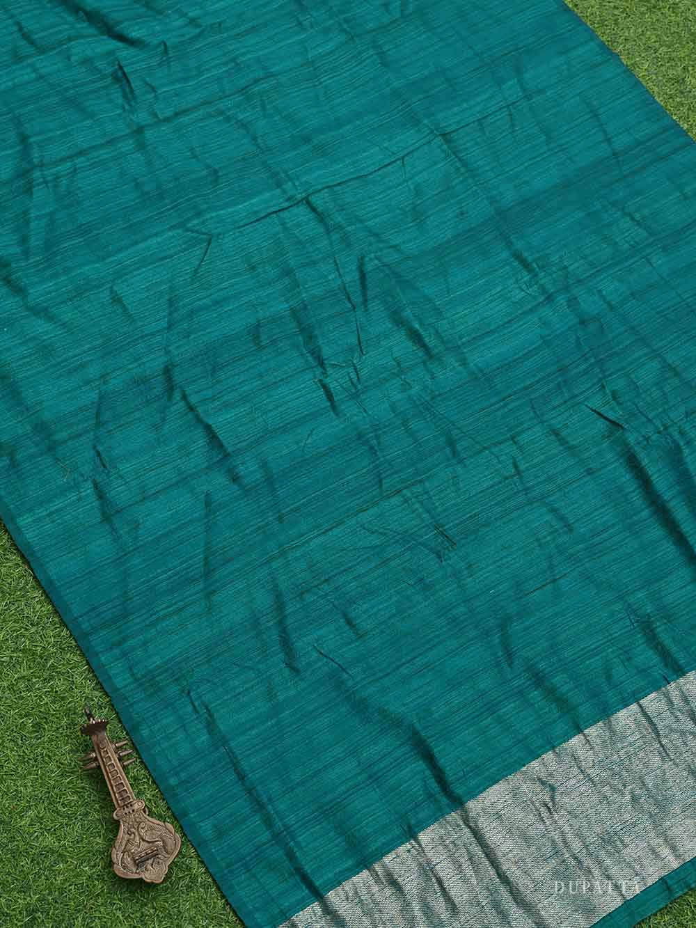 Teal Green Dupion Silk Handloom Banarasi Suit - Sacred Weaves
