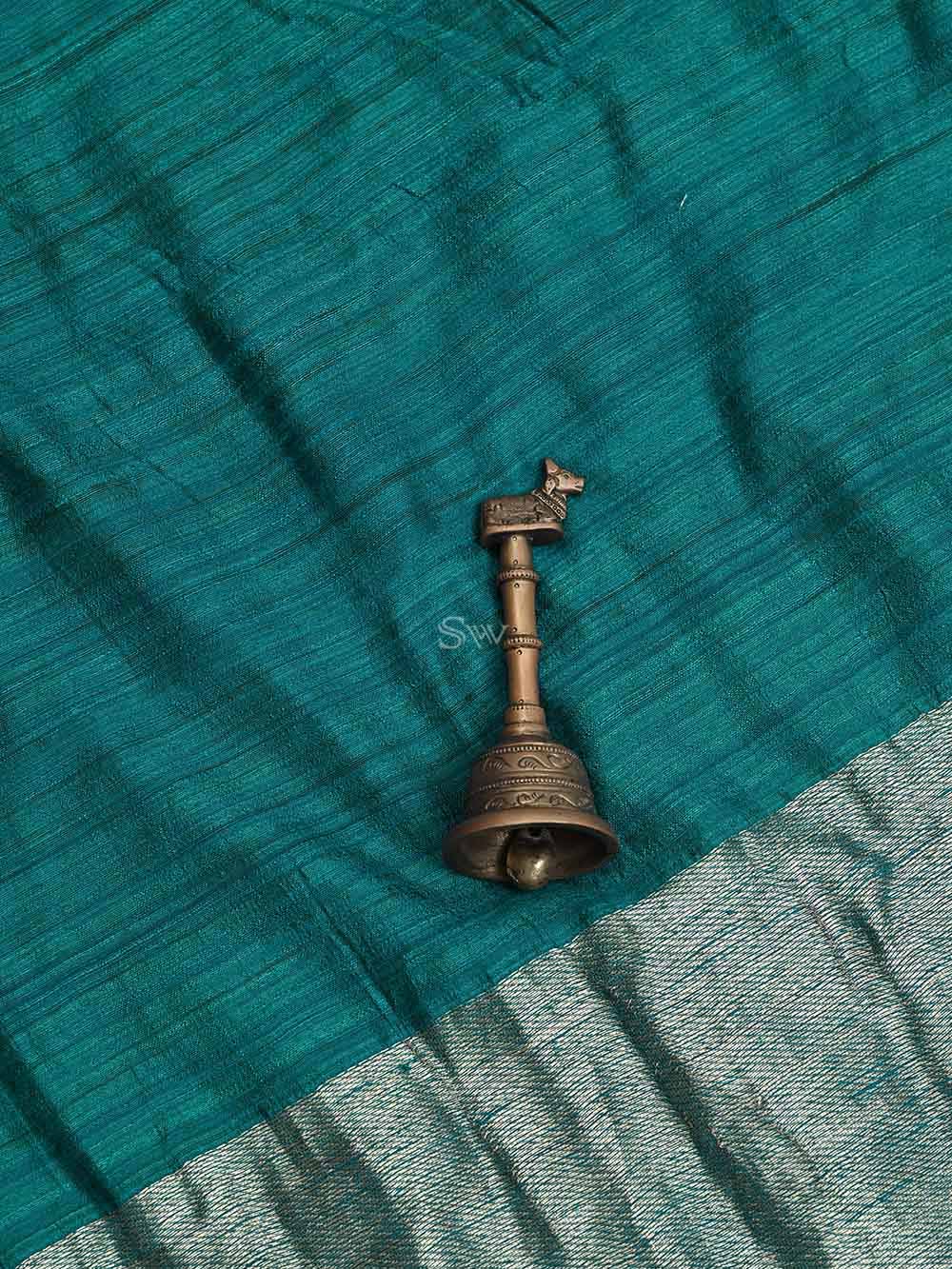 Teal Green Dupion Silk Handloom Banarasi Suit - Sacred Weaves