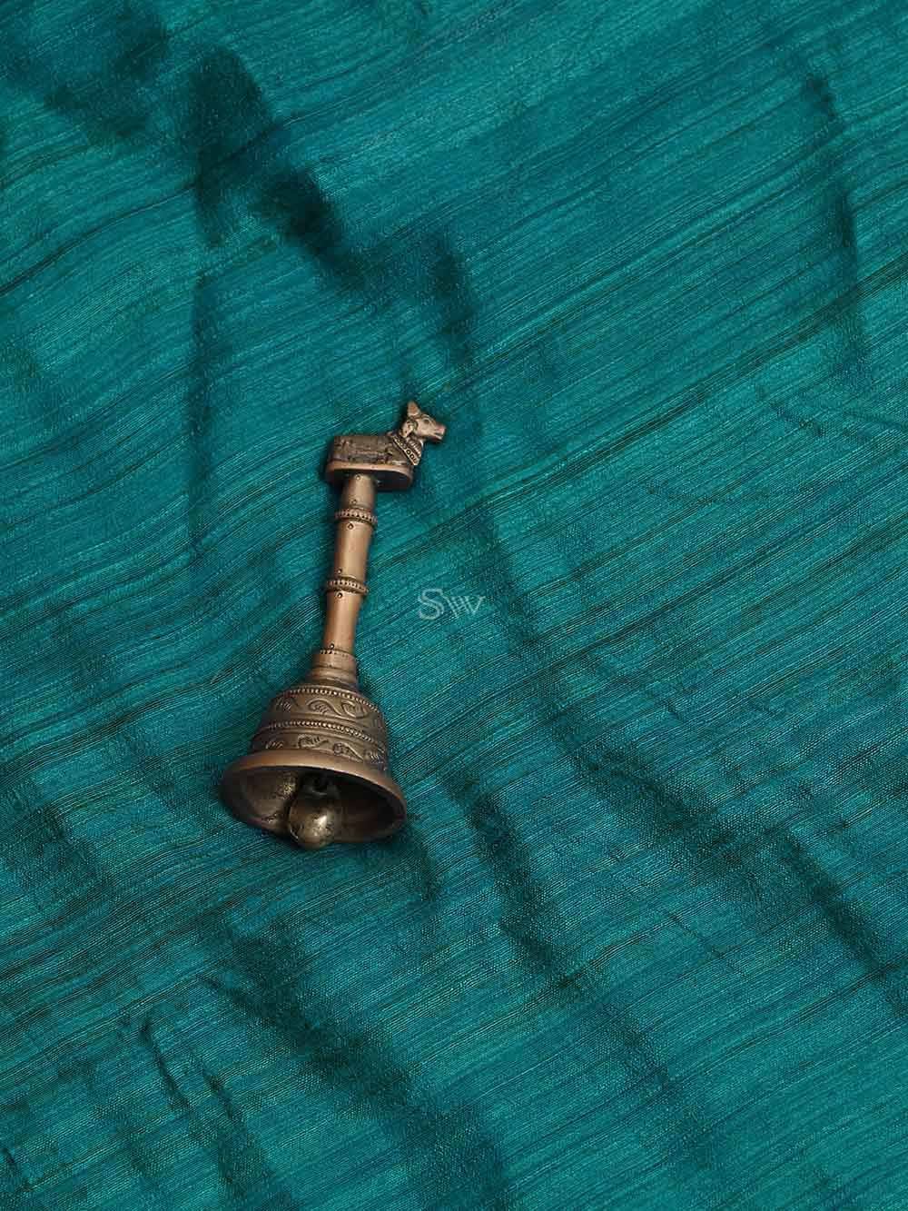 Teal Green Dupion Silk Handloom Banarasi Suit - Sacred Weaves