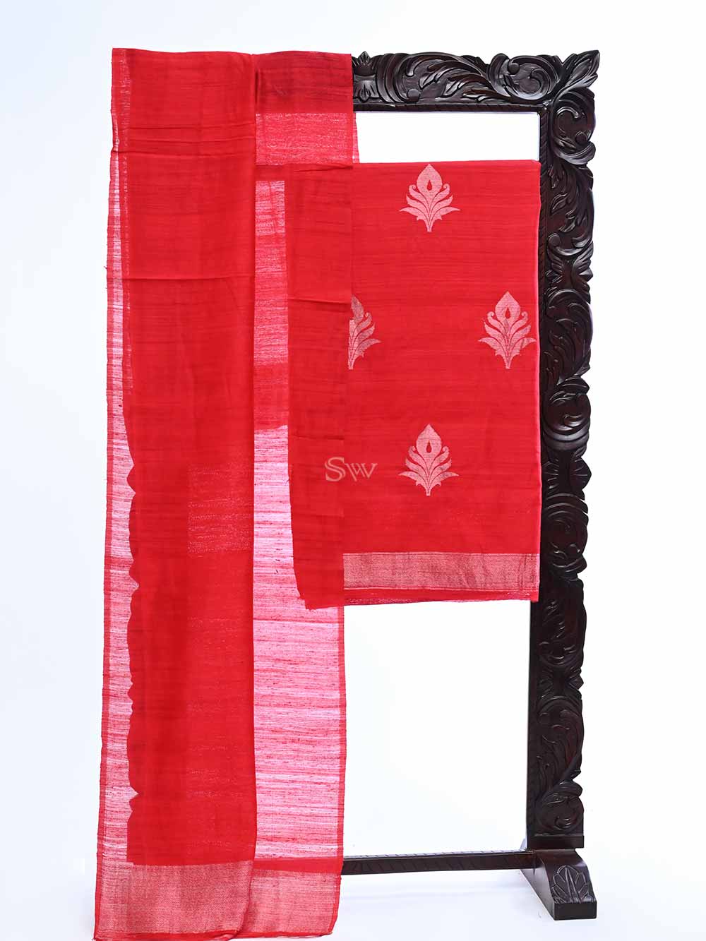 Red Dupion Silk Handloom Banarasi Suit - Sacred Weaves