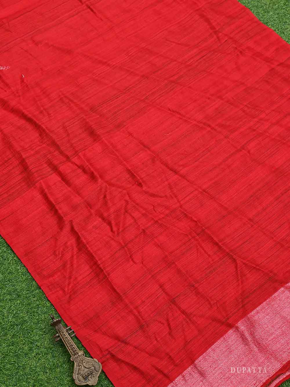 Red Dupion Silk Handloom Banarasi Suit - Sacred Weaves