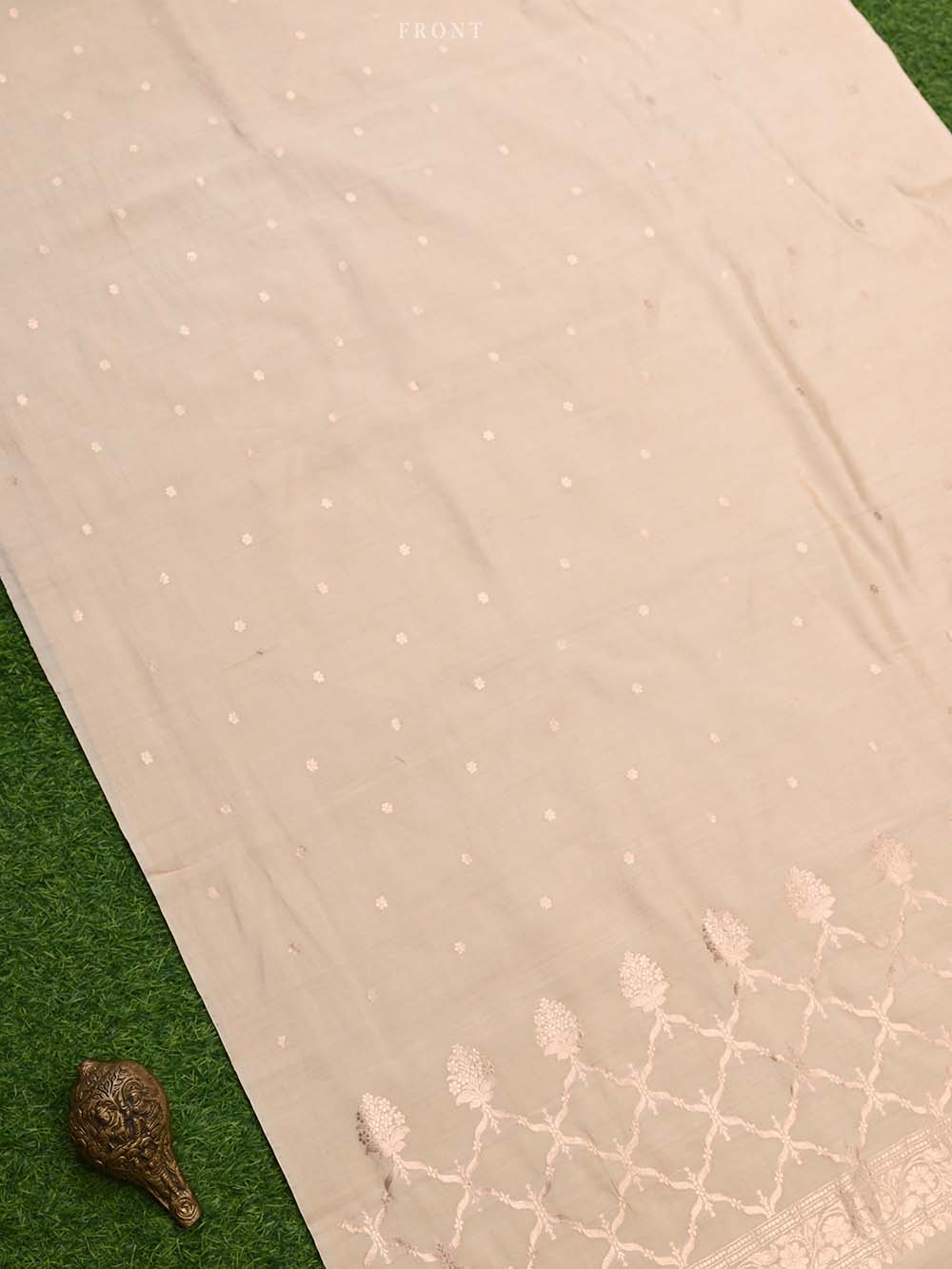 Beige Chiniya Silk Handloom Banarasi Suit - Sacred Weaves