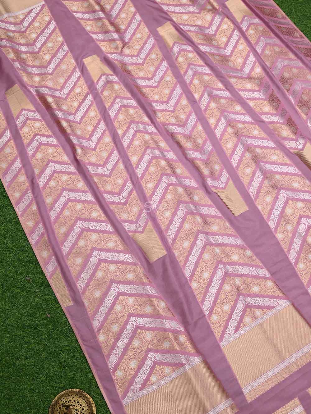 Pastel Pink Silk Handloom Banarasi Lehenga - Sacred Weaves