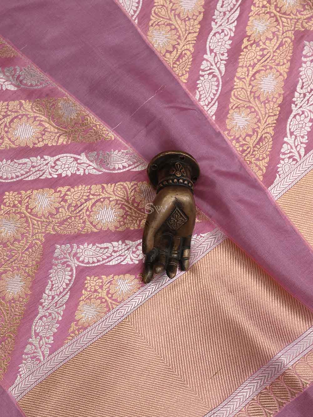 Pastel Pink Silk Handloom Banarasi Lehenga - Sacred Weaves