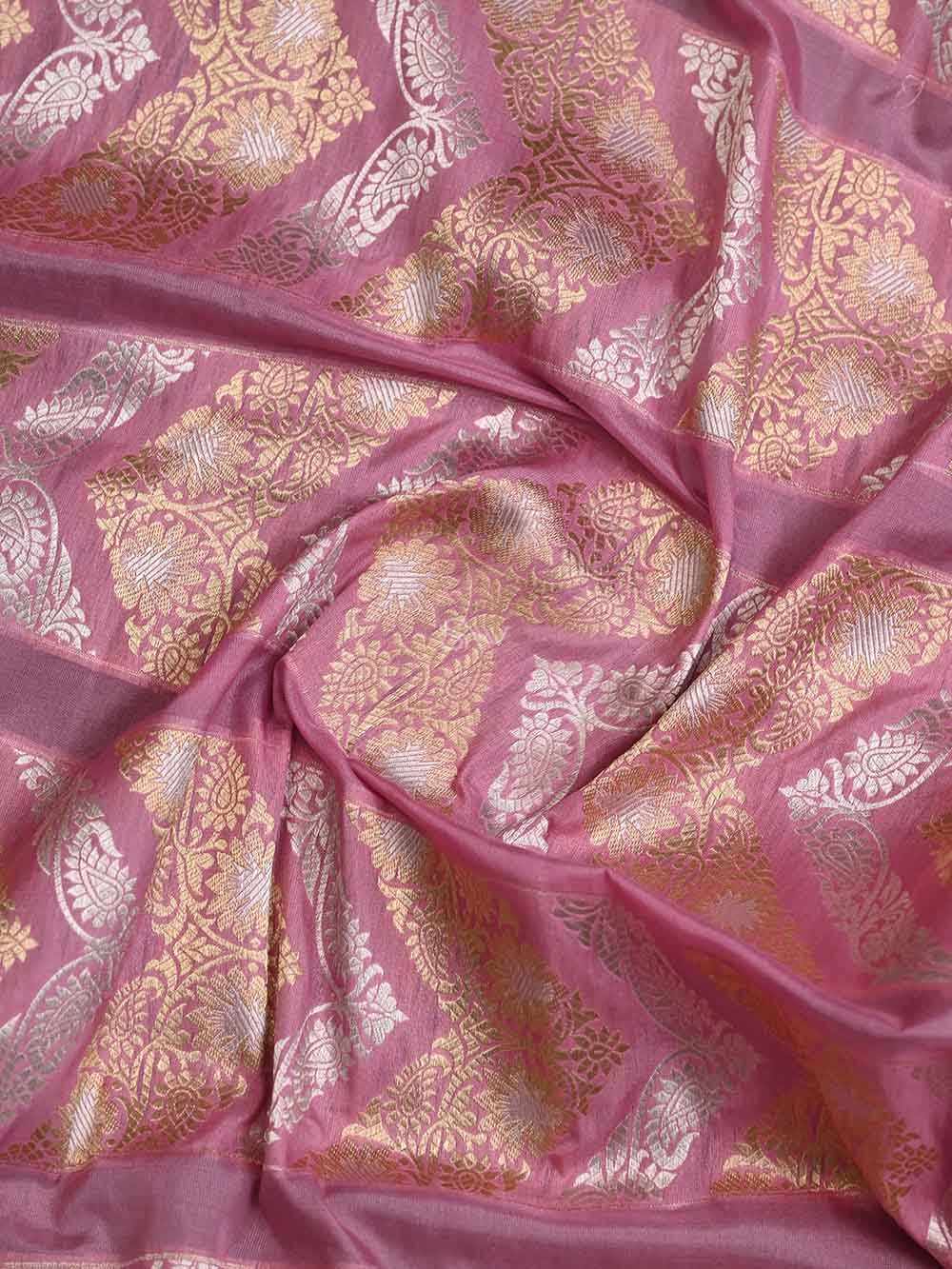 Pastel Pink Silk Handloom Banarasi Lehenga - Sacred Weaves