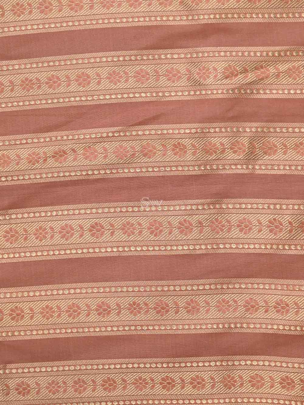 Peach Silk Handloom Banarasi Lehenga - Sacred Weaves