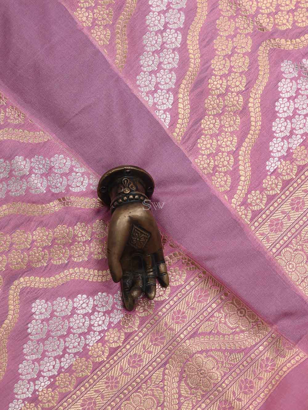 Pastel Pink Silk Handloom Banarasi Lehenga - Sacred Weaves
