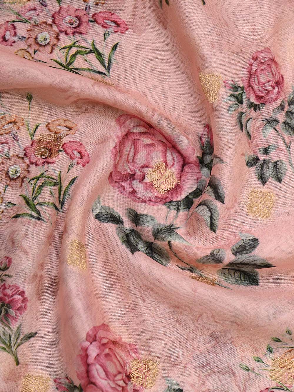 Peach Cotton Handloom Banarasi Suit - Sacred Weaves