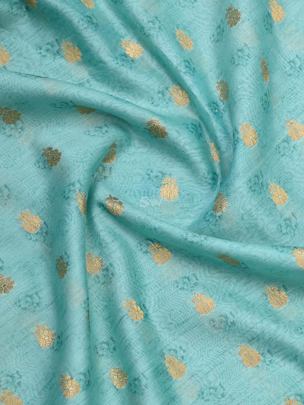 Sea Green Cotton Handloom Banarasi Suit - Sacred Weaves