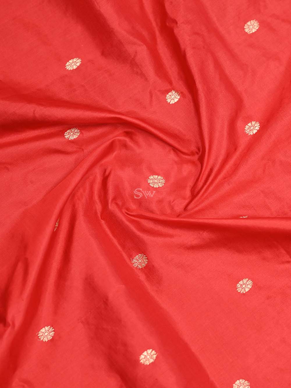 Red Konia Katan Silk Handloom Banarasi Dupatta - Sacred Weaves