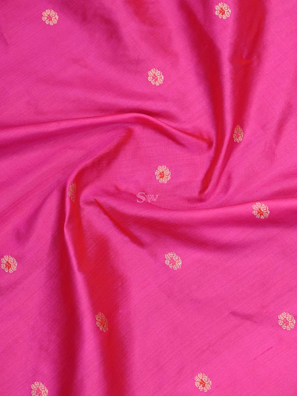 Magenta Katan Silk Handloom Banarasi Dupatta - Sacred Weaves