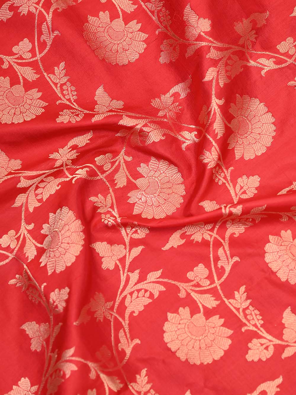 Red Jaal Katan Silk Handloom Banarasi Dupatta - Sacred Weaves