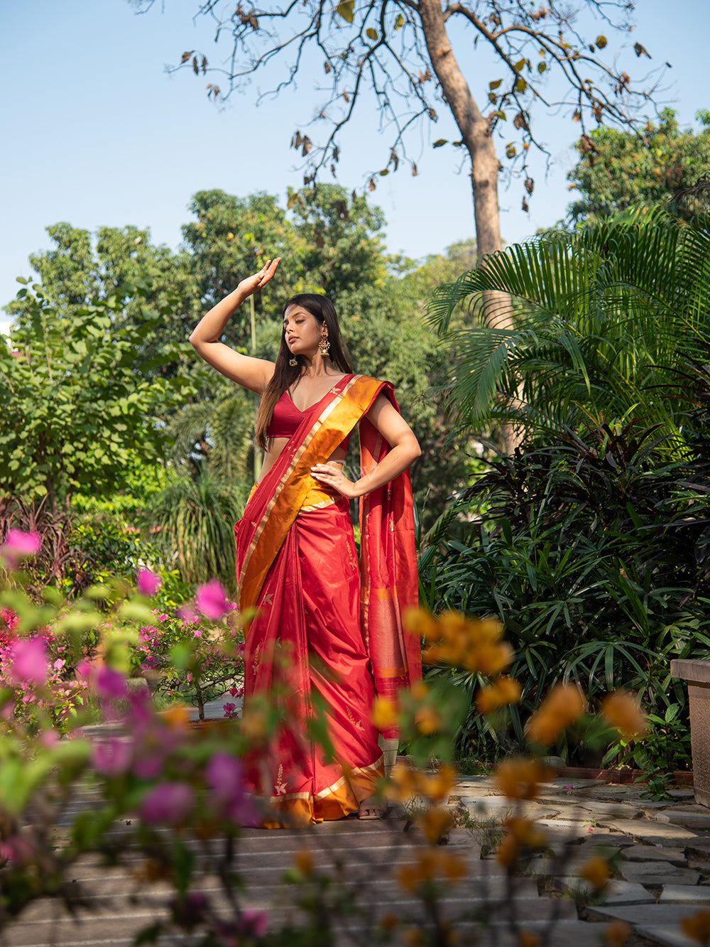 Woman Wearing a Dress, Posing in a Garden · Free Stock Photo