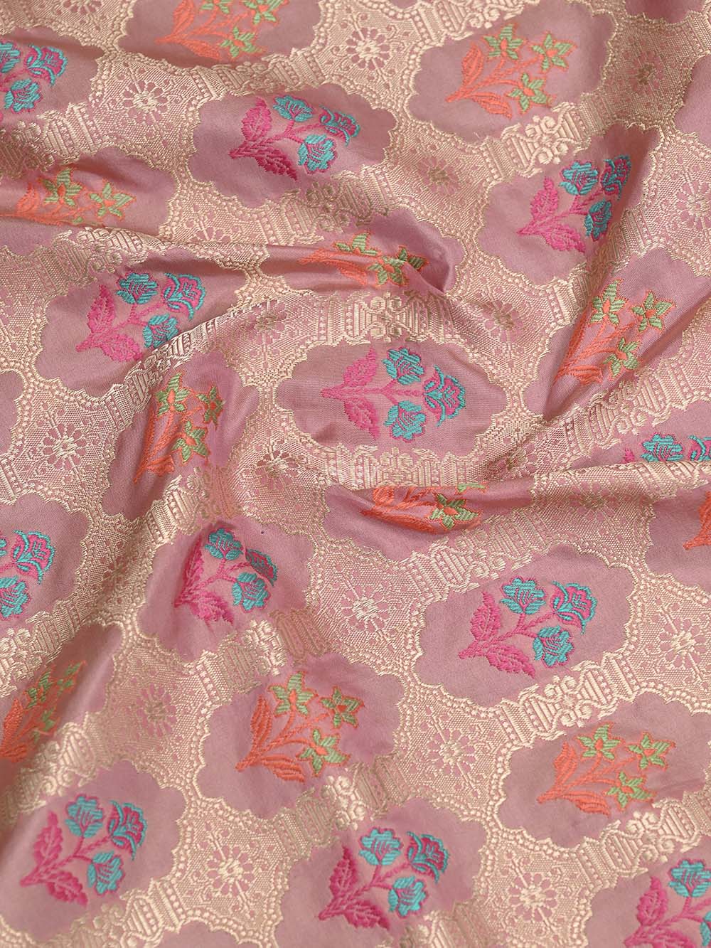 Pastel Pink Meenakari Katan Silk Handloom Banarasi Saree - Sacred Weaves