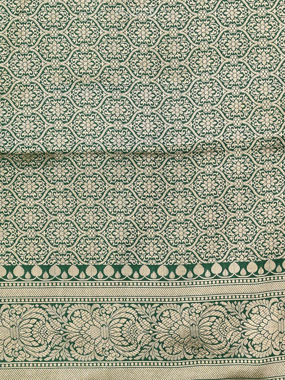 Bottle Green Meenakari Uppada Katan Silk Handloom Banarasi Saree - Sacred Weaves