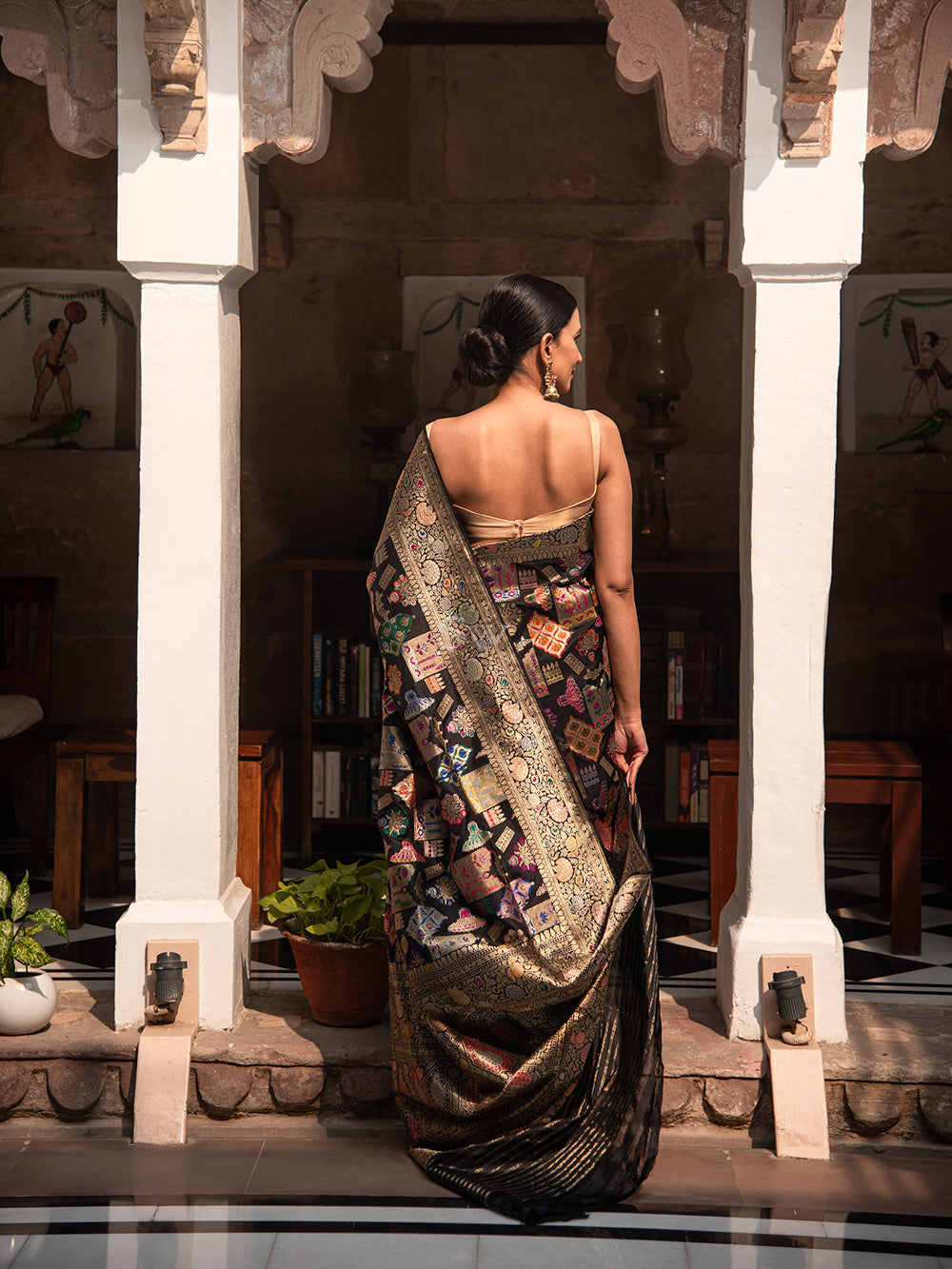 Clay Black Banarasi Silk Saree
