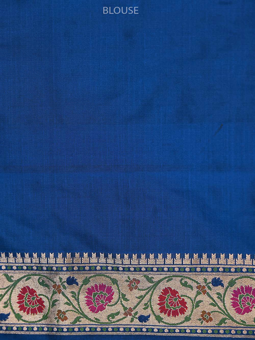 Midnight Blue Paithani Shikargah Katan Silk Handloom Banarasi Saree - Sacred Weaves