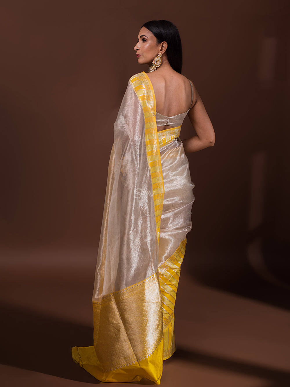 Cream Tissue Handloom Banarasi Saree - Sacred Weaves