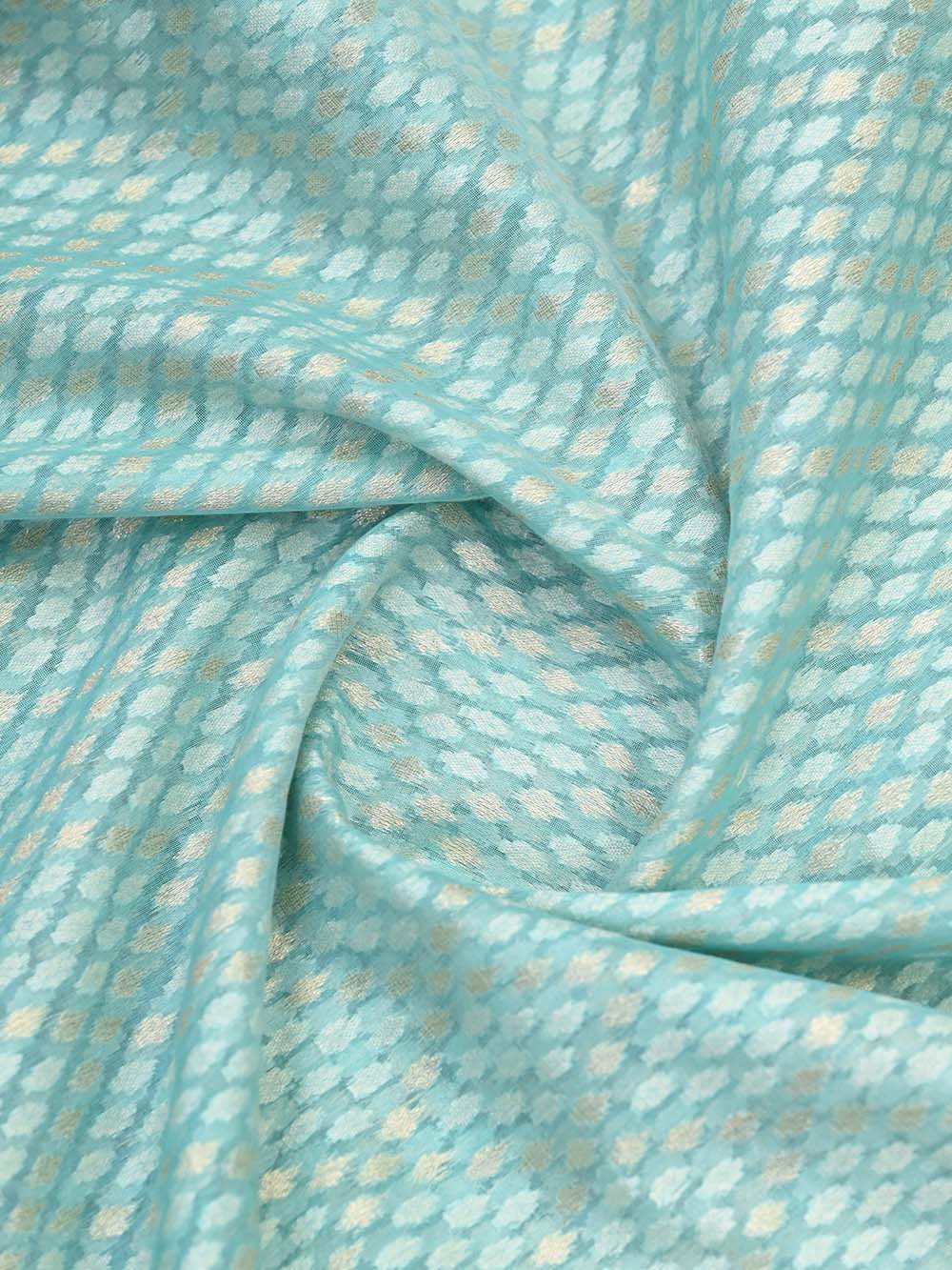 Sea Green Booti Cotton Silk Handloom Banarasi Saree - Sacred Weaves