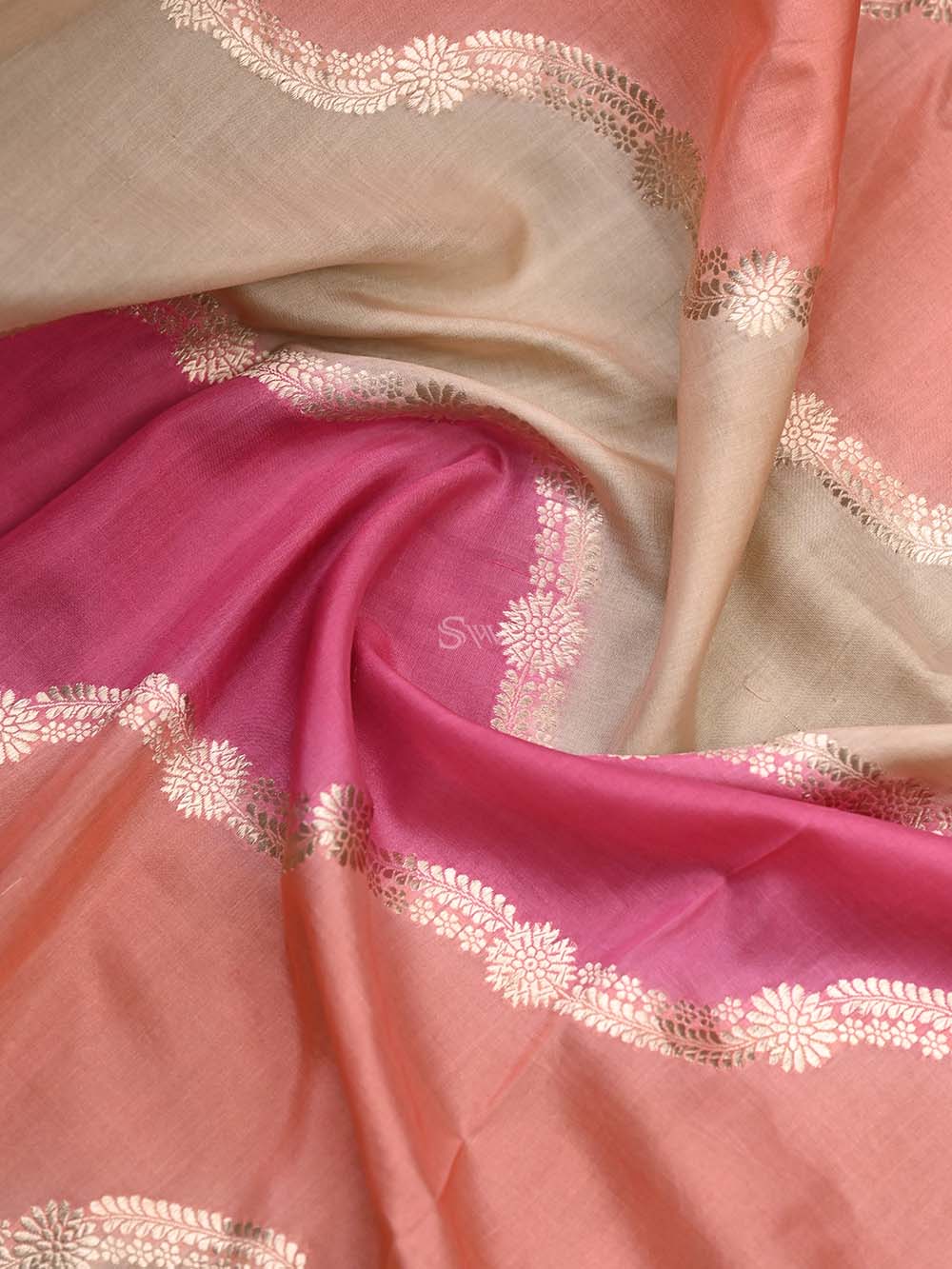 Coral Peach Silk Handloom Banarasi Suit - Sacred Weaves