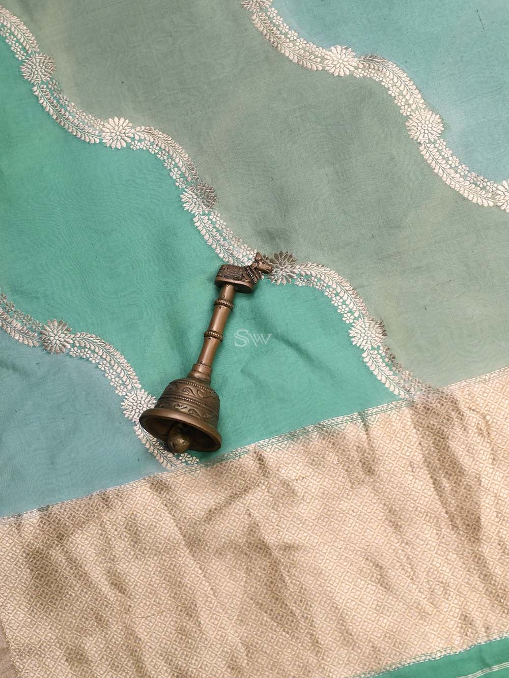 Green Katan Silk Handloom Banarasi Suit - Sacred Weaves