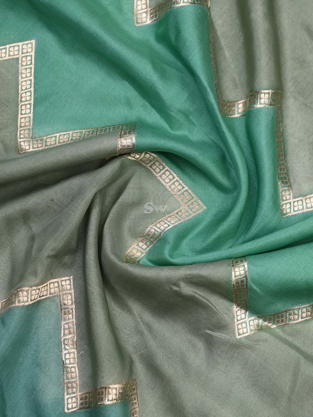 Green Katan Silk Handloom Banarasi Suit - Sacred Weaves