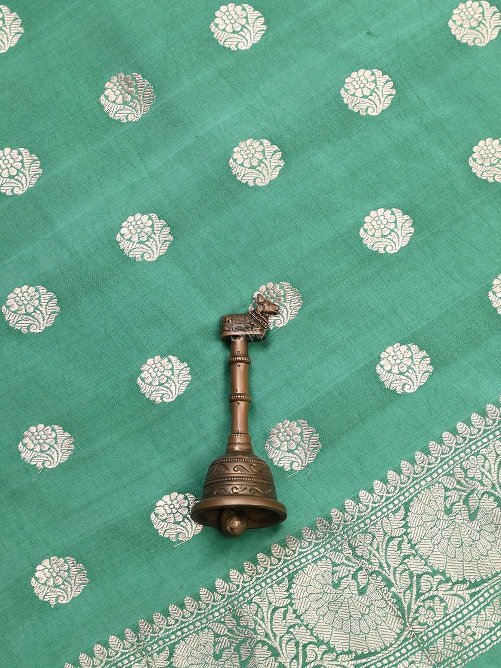 Green Katan Silk Handloom Banarasi Suit - Sacred Weaves