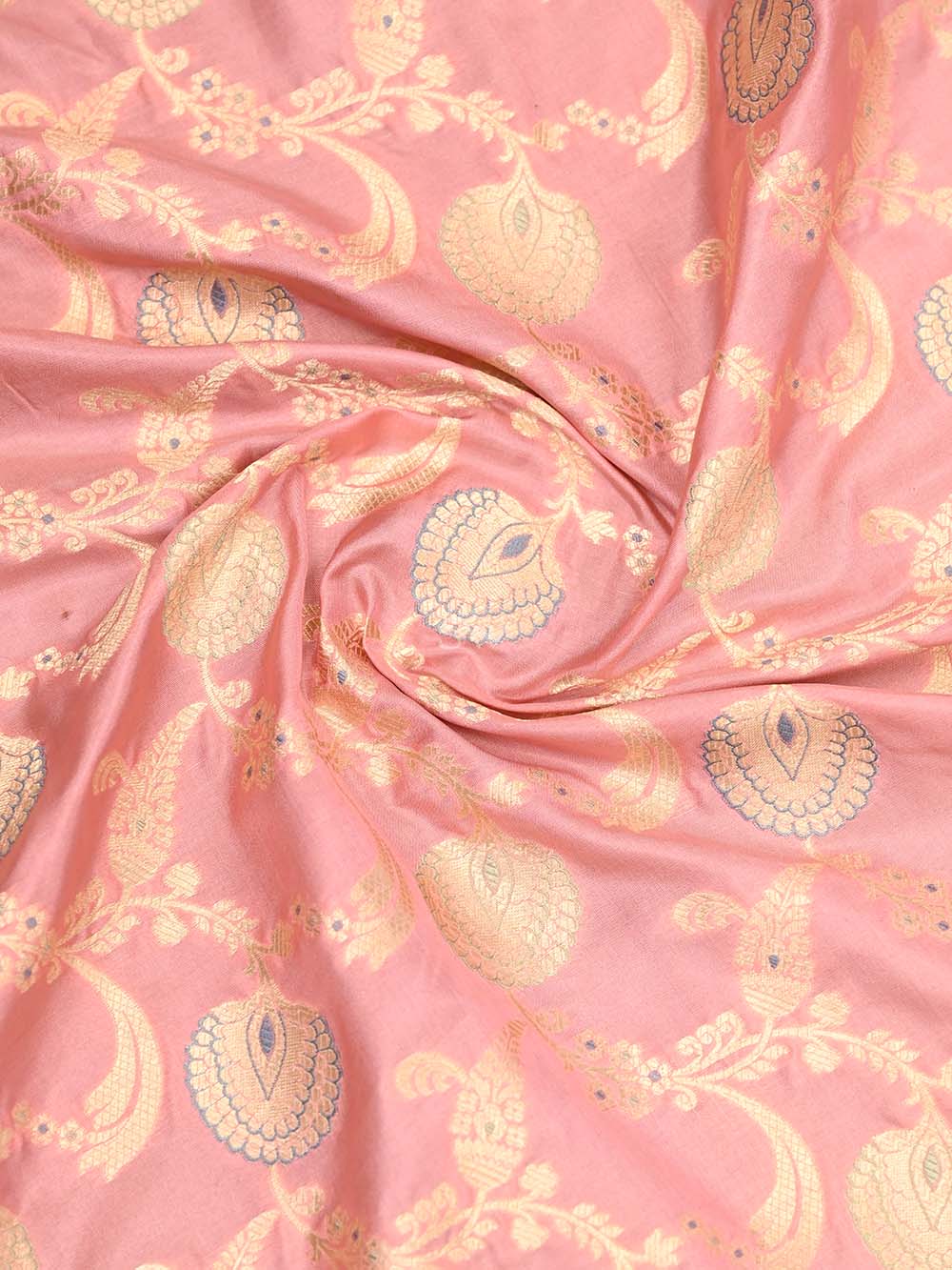 Pastel Pink Jaal Katan Silk Handloom Banarasi Dupatta - Sacred Weaves