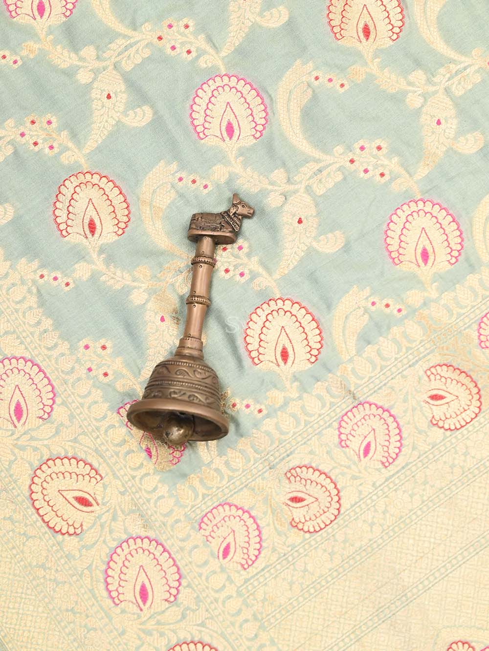 Pista Green Jaal Katan Silk Handloom Banarasi Dupatta - Sacred Weaves