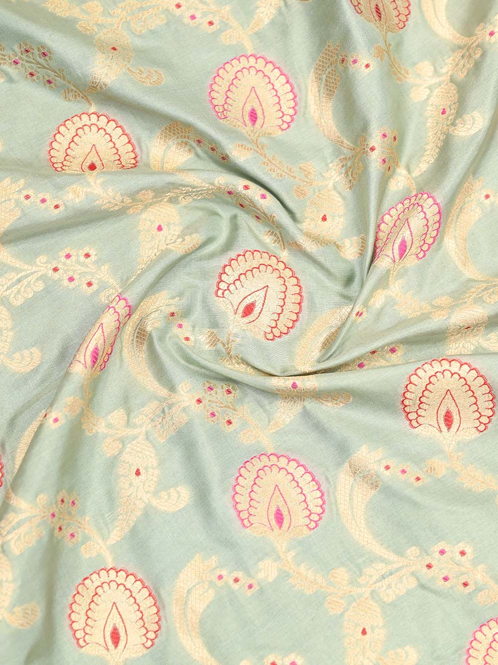 Pista Green Jaal Katan Silk Handloom Banarasi Dupatta - Sacred Weaves