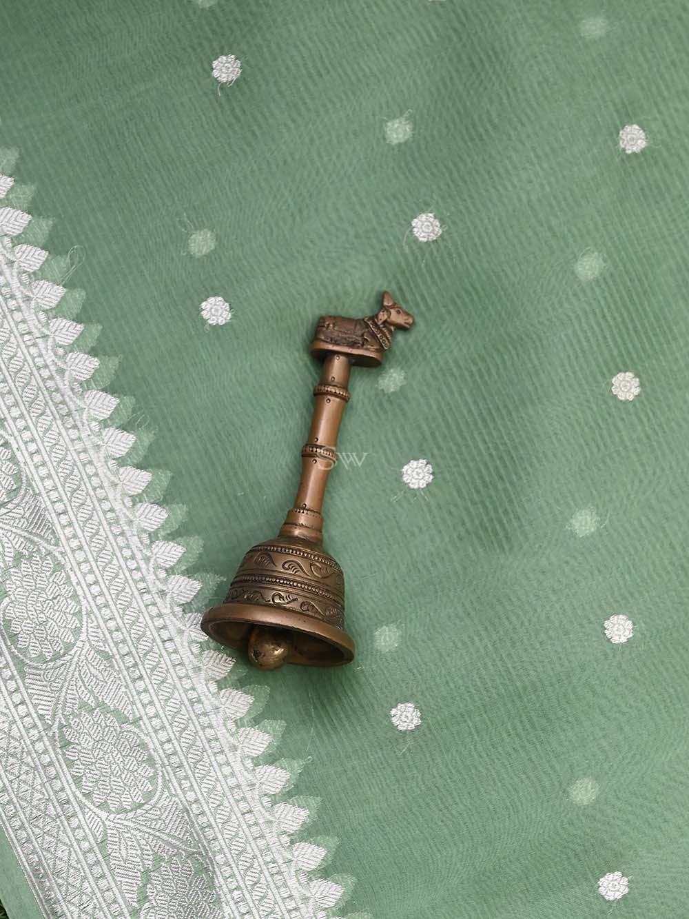 Pista Green Tussar Silk Handloom Banarasi Suit - Sacred Weaves