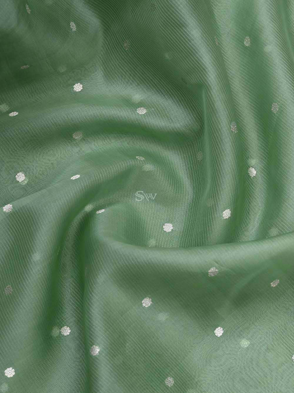 Pista Green Tussar Silk Handloom Banarasi Suit - Sacred Weaves