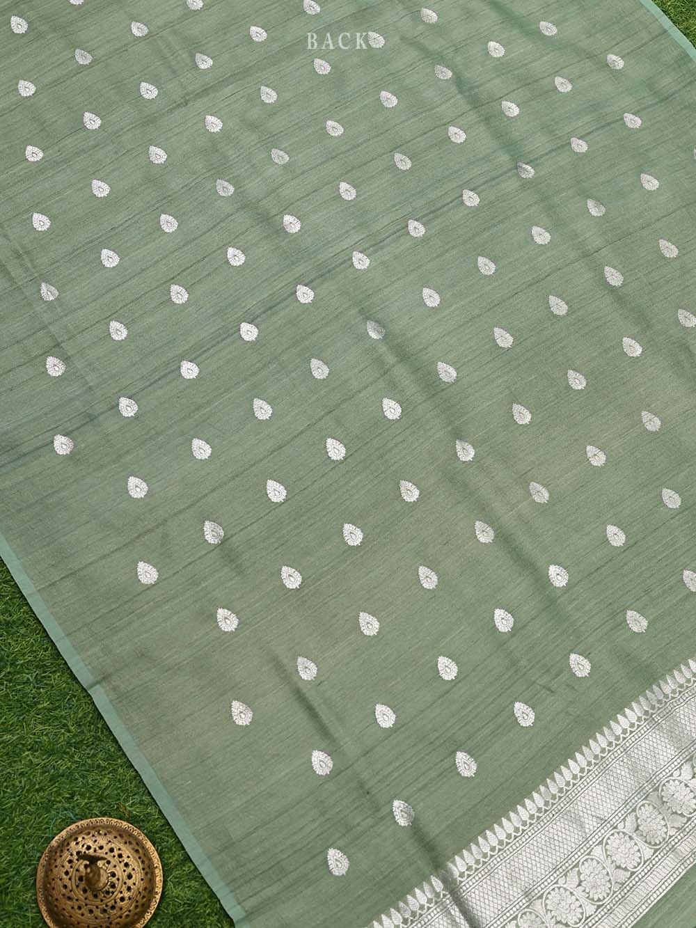Pista Green Tussar Silk Handloom Banarasi Suit - Sacred Weaves