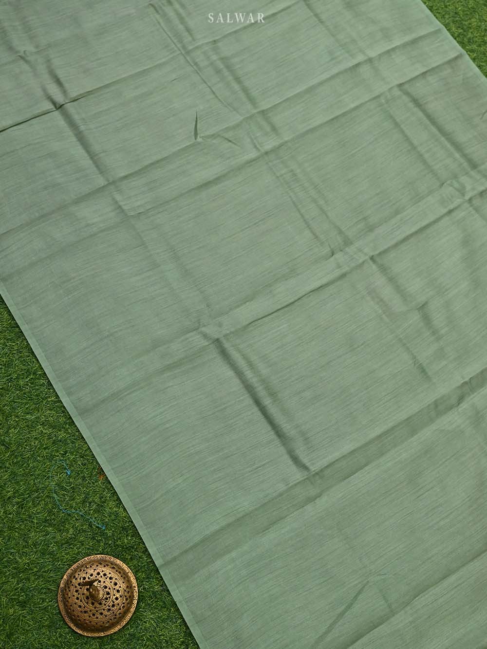 Pista Green Tussar Silk Handloom Banarasi Suit - Sacred Weaves