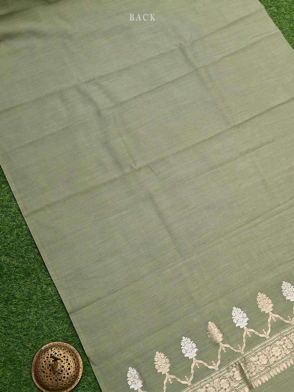 Moss Green Moonga Tussar Silk Handloom Banarasi Suit - Sacred Weaves