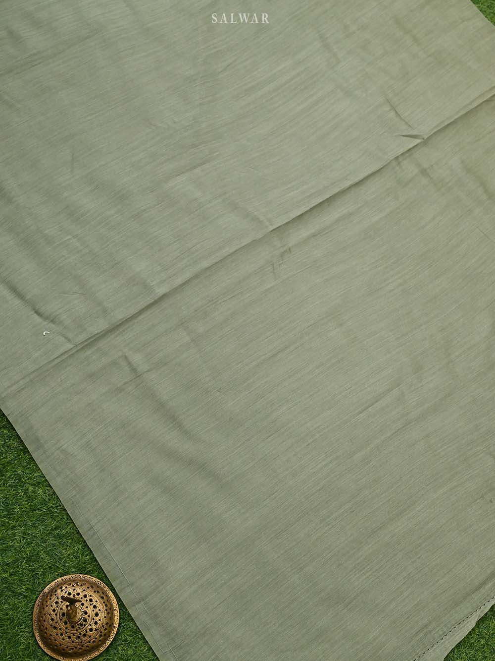Moss Green Moonga Tussar Silk Handloom Banarasi Suit - Sacred Weaves