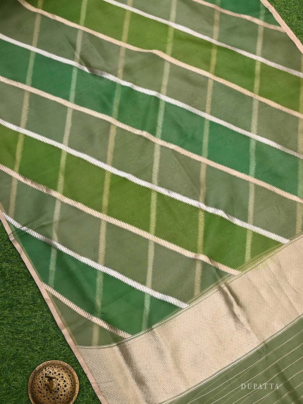 Moss Green Moonga Tussar Silk Handloom Banarasi Suit - Sacred Weaves