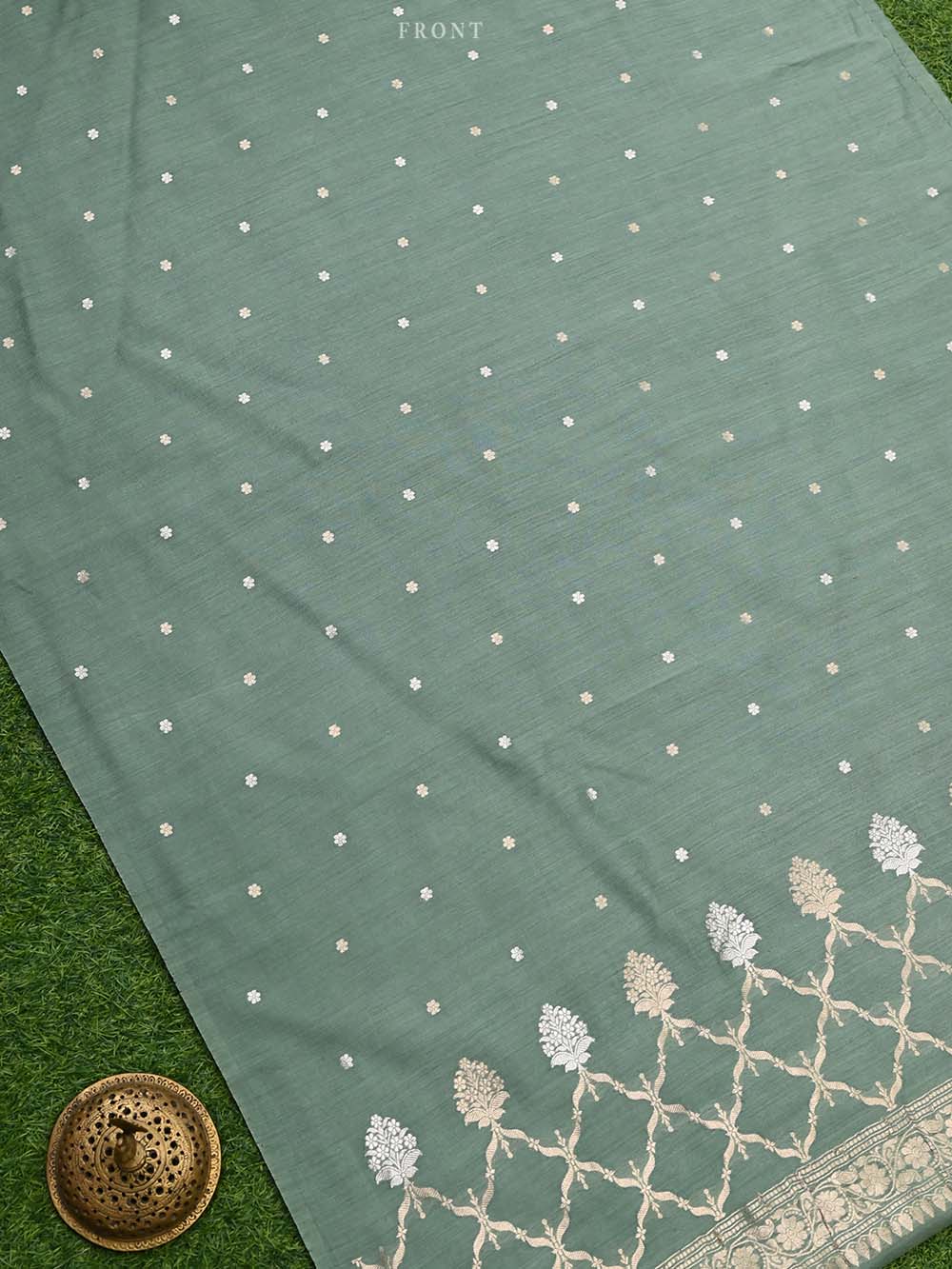 Dark Moss Green Moonga Tussar Silk Handloom Banarasi Suit - Sacred Weaves