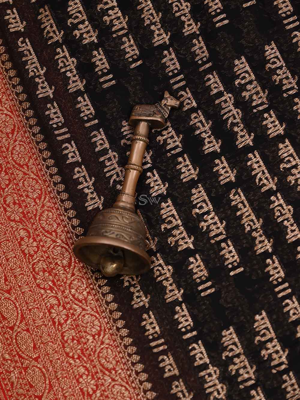 Black Khaddi Georgette Mantra Handloom Banarasi Saree - Sacred Weaves