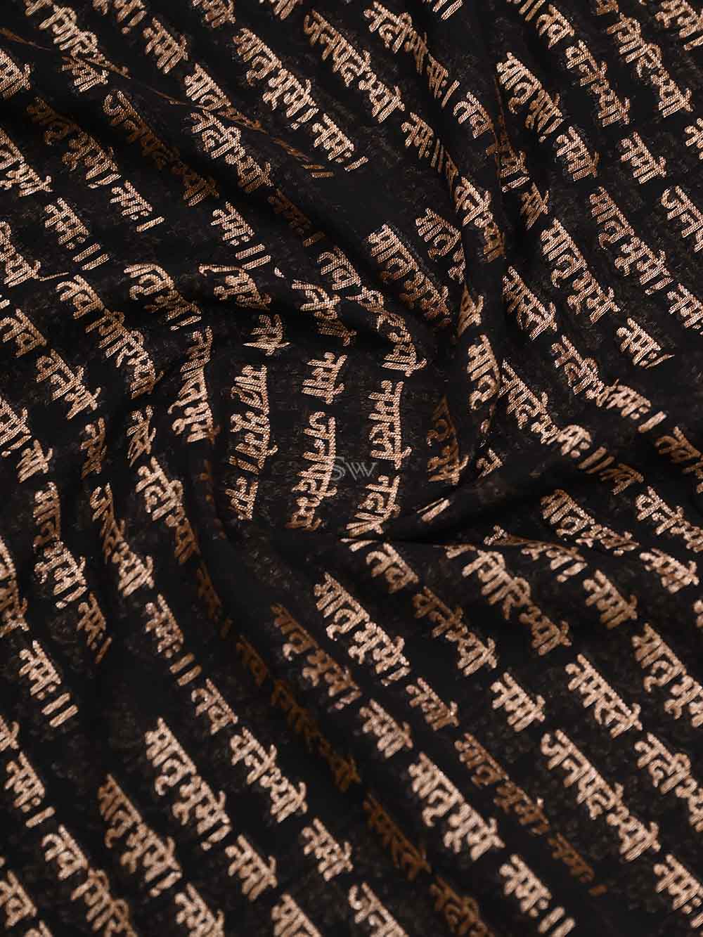 Black Khaddi Georgette Mantra Handloom Banarasi Saree - Sacred Weaves