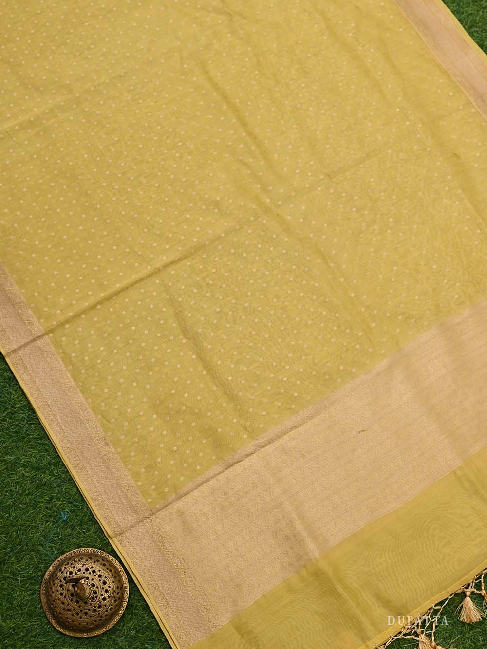 Yellow Cotton Handloom Banarasi Suit - Sacred Weaves