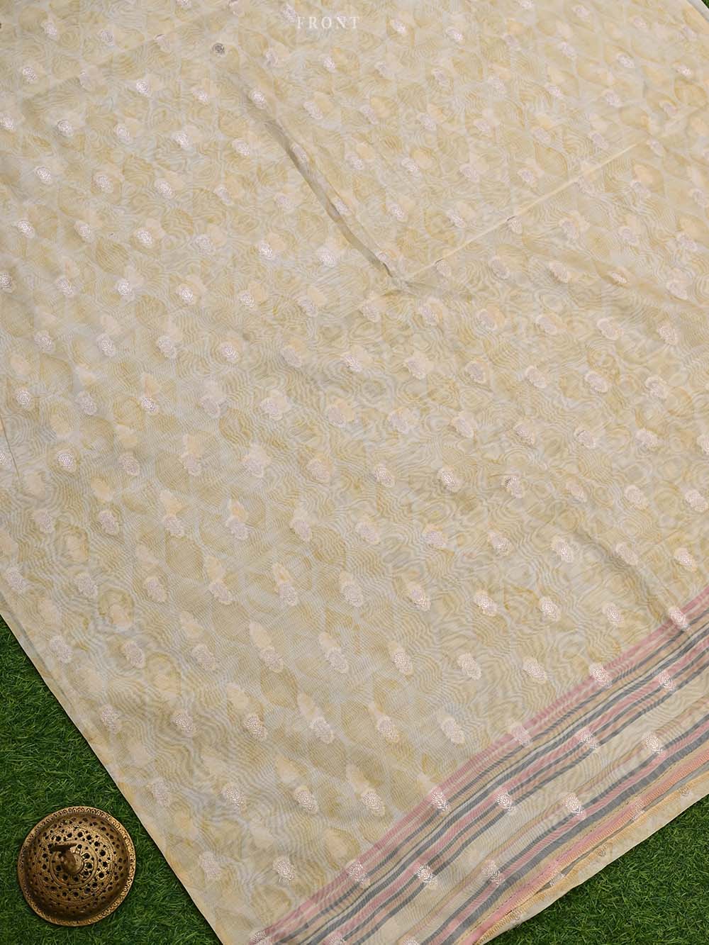 Light Yellow Cotton Handloom Banarasi Suit - Sacred Weaves
