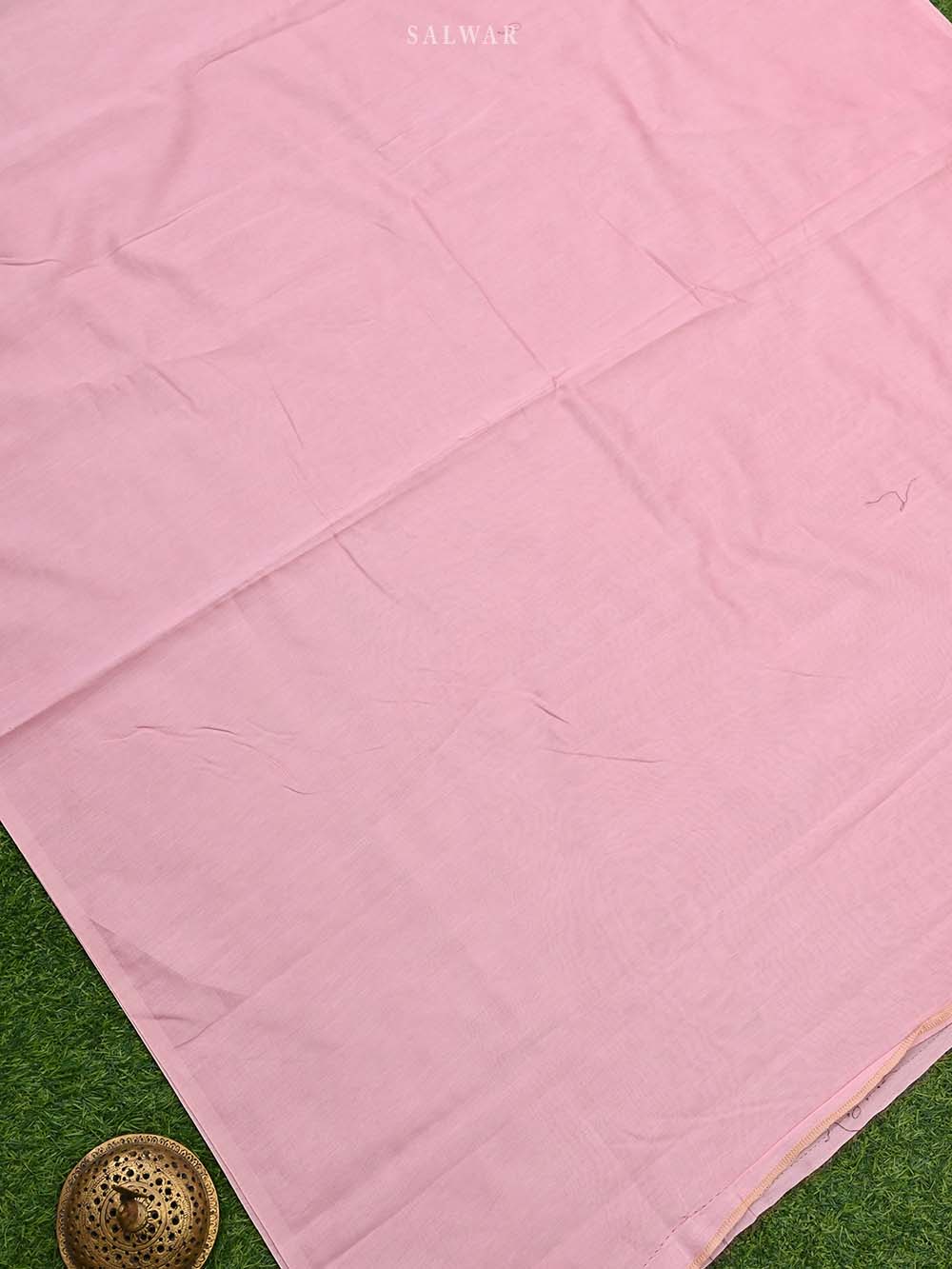 Pastel Pink Cotton Handloom Banarasi Suit - Sacred Weaves