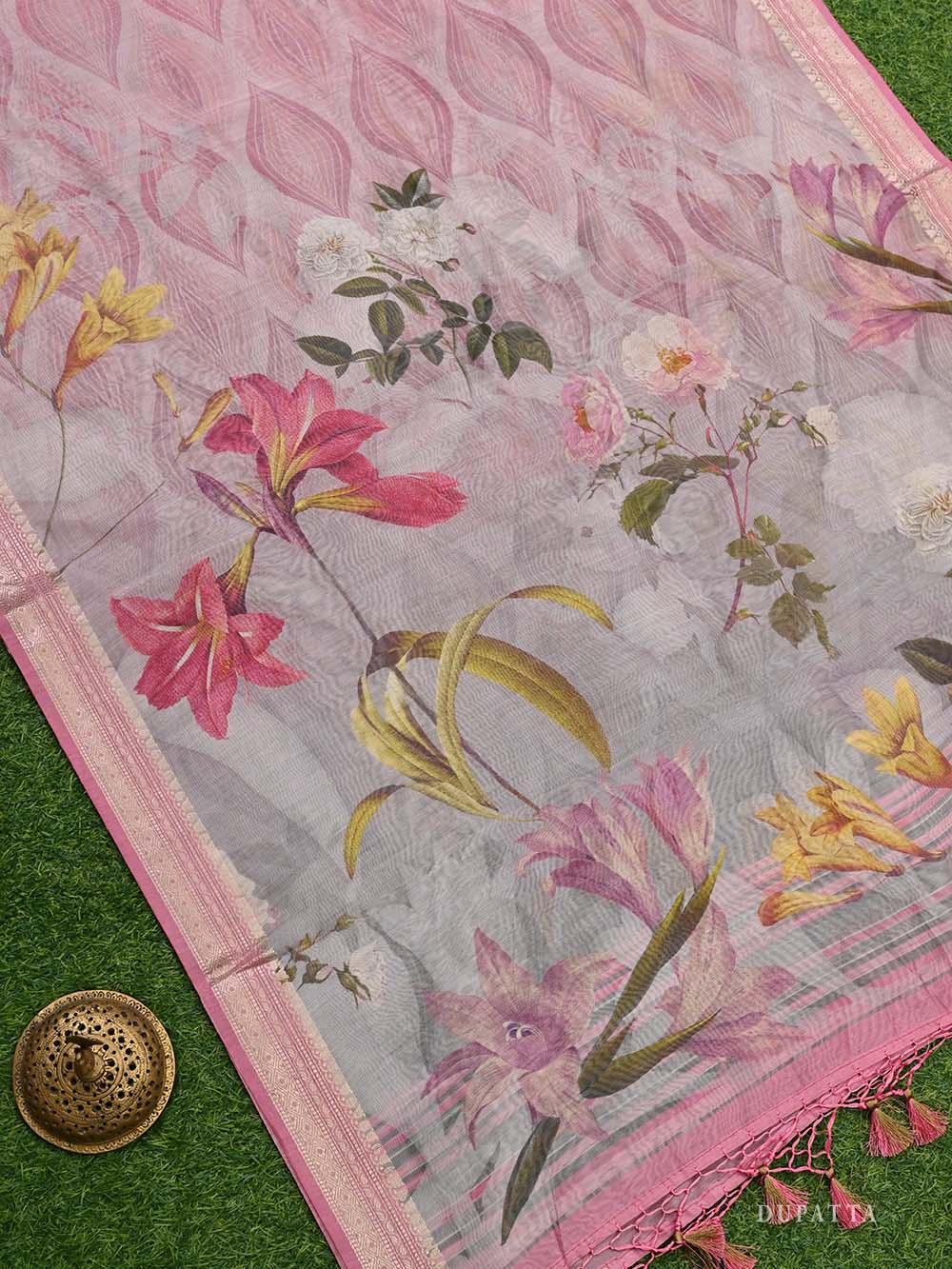 Pastel Pink Cotton Handloom Banarasi Suit - Sacred Weaves